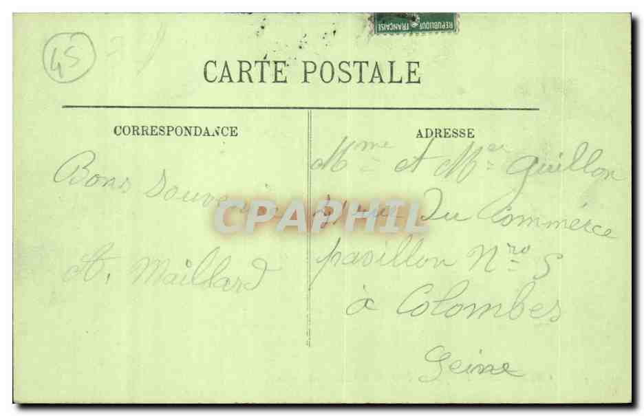 Orleans CPA Rue Jeanne d'arc et la cathedrale — Verso