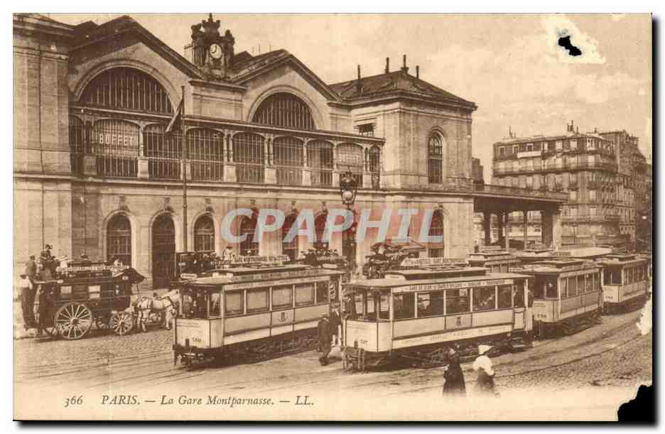 Paris CPA Gare Montparnasse (tramway)