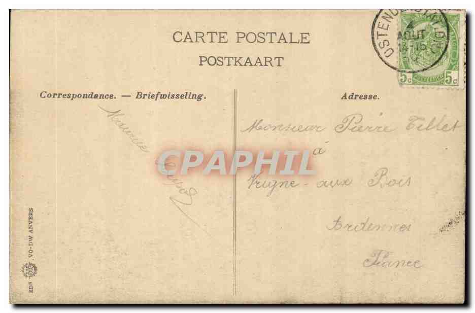Belgique Belgie Ostende CPA Bassin (bateau) — Rückseite