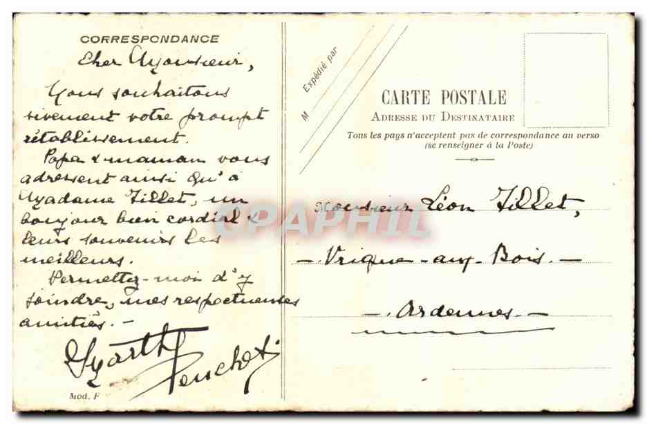 Lyon - 19 fev 1908 - Oasis - palmiers -- CPA  — Verso