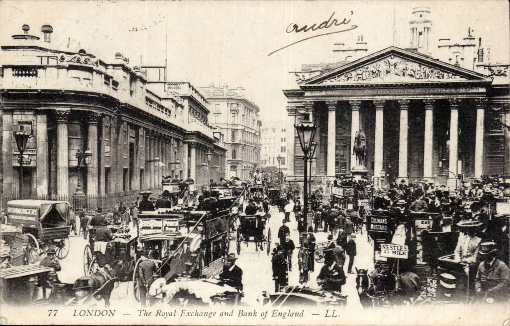 Angleterre - England - London - The Royal Exchange and Bank of - bustling and attractive scene-- CPA 