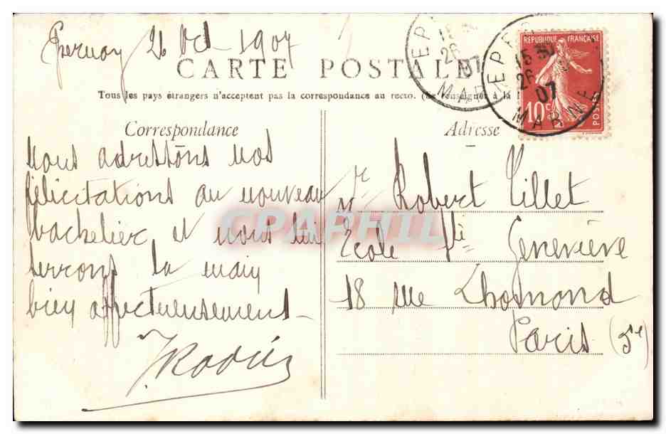 Champagne Montebello — Mareuil-sur-Ay — Phot. Ém. Cheque, Imp. Kornay (Dép. 61) — Reverso