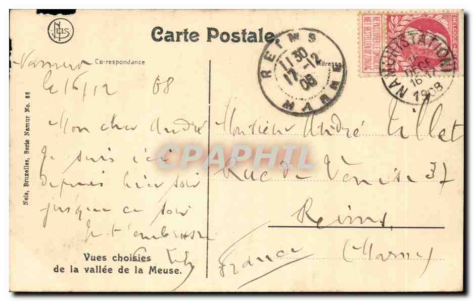 Belgique - Belgien - Belgium Nzmur - Le Chateau Fallon CPA  — Back
