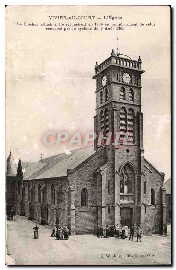 Vivier au Court - L'Eglise - Le Clocher actuel a ete reconstruit en 1906 - CPA 