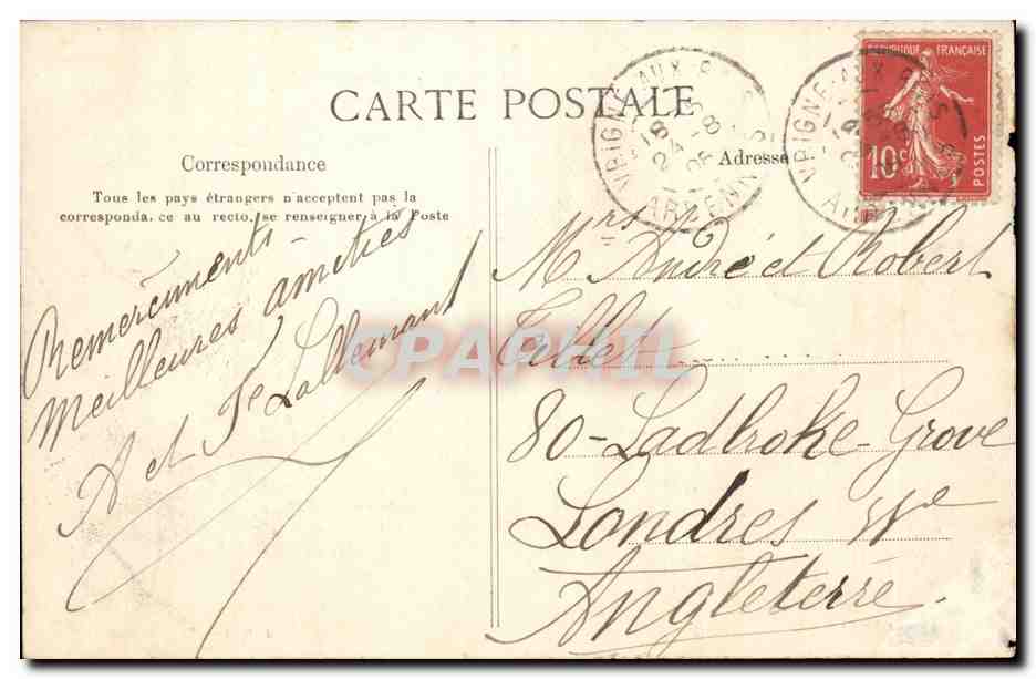 Vrigne-aux-Bois — Vue Générale — J. Winling, Edit., Charleville — Verso