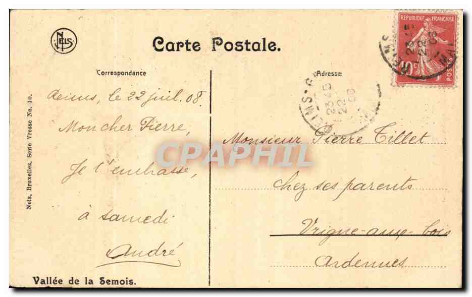 CPA Vresse Petit Fays La roche aux viperes — Back