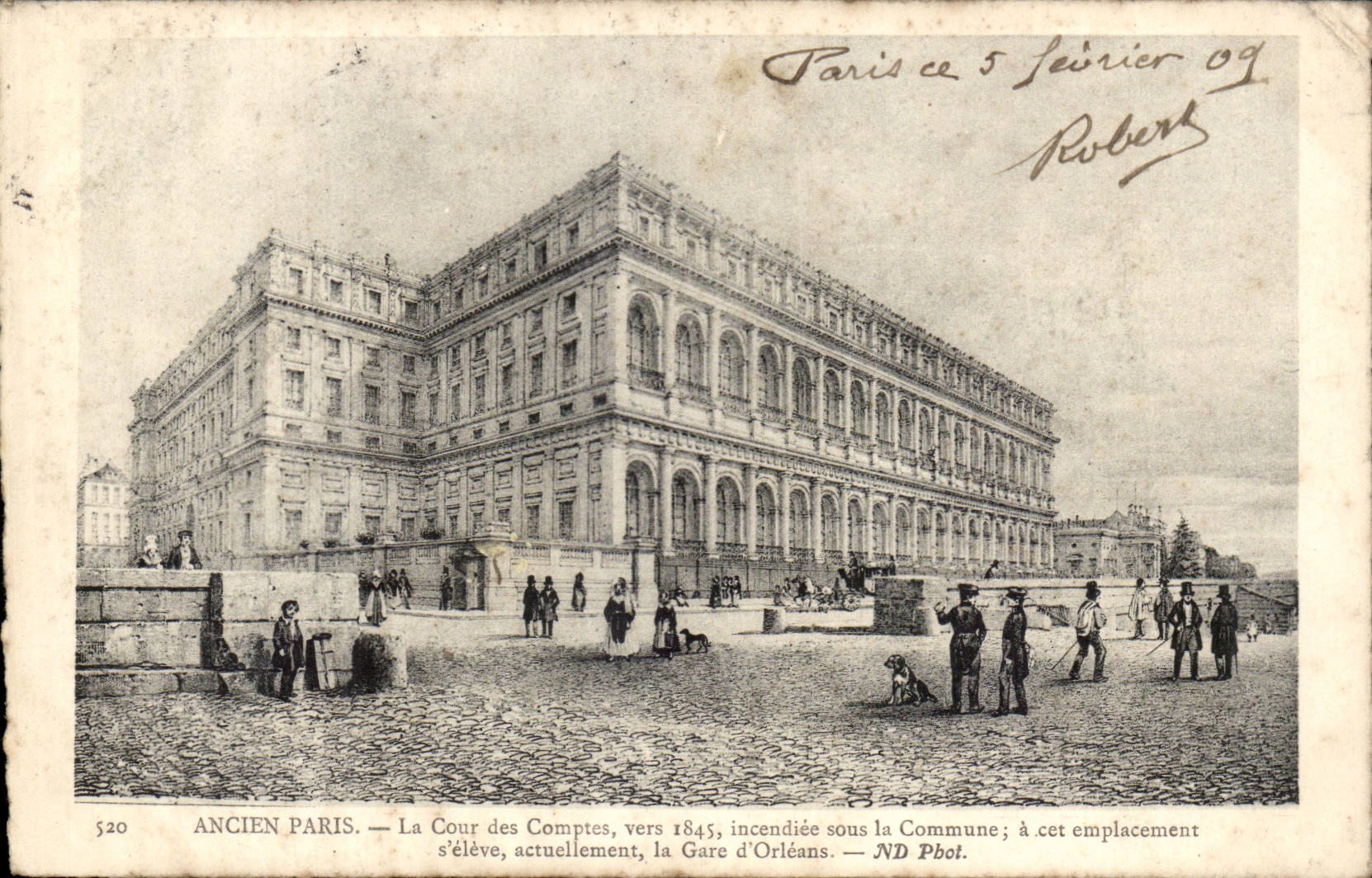CPA Paris Ancien Paris La cour des comptes vers 1845 incendiee sous la Commune Gare d'Orleans