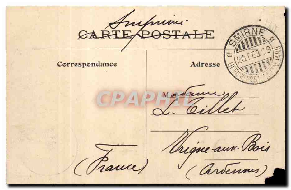 CPA Turquie Turkey Smyrne Bairaeli — Verso