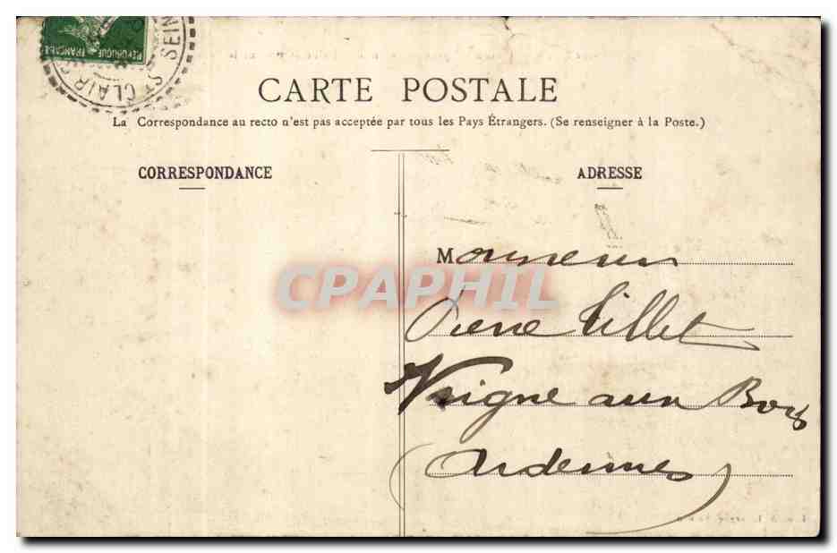 CPA St Clair sur Epte Travaux d'agrandissement de l'usine et vue sur le pays — Verso