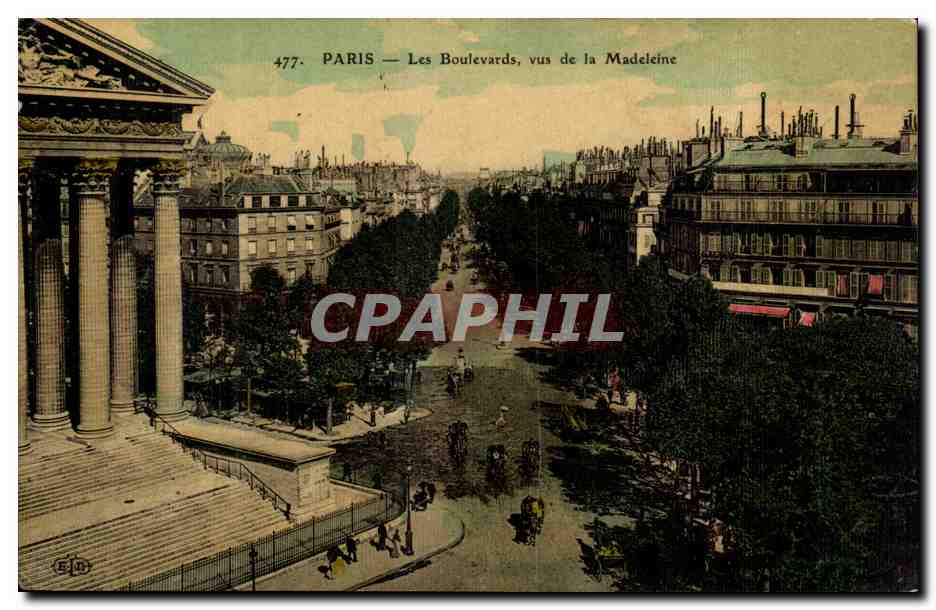 CPA Paris Les boulevards vus de la Madeleine