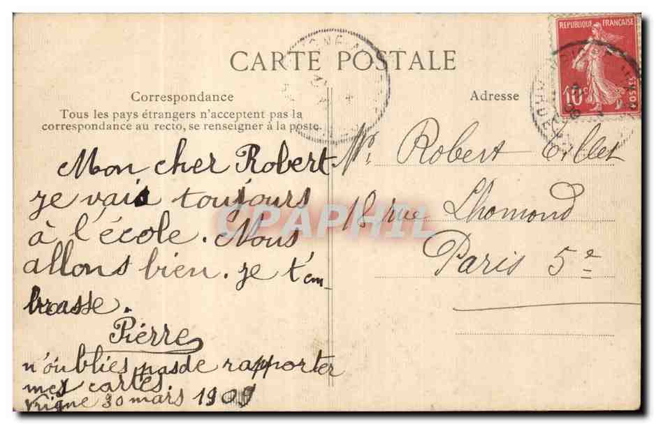 CPA Paris Les boulevards vus de la Madeleine — Rückseite