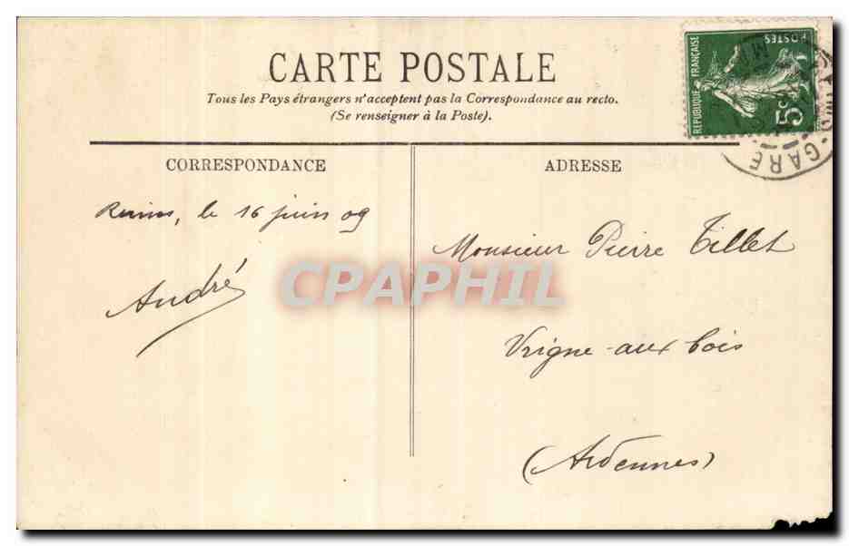 CPA Reims Vue au jardin de la patte d'oie — Verso