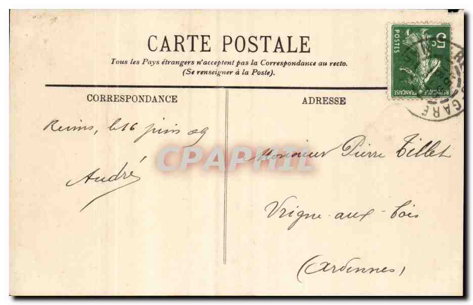 CPA Reims Le boulevard Lundy et le jardin de la mission — Verso