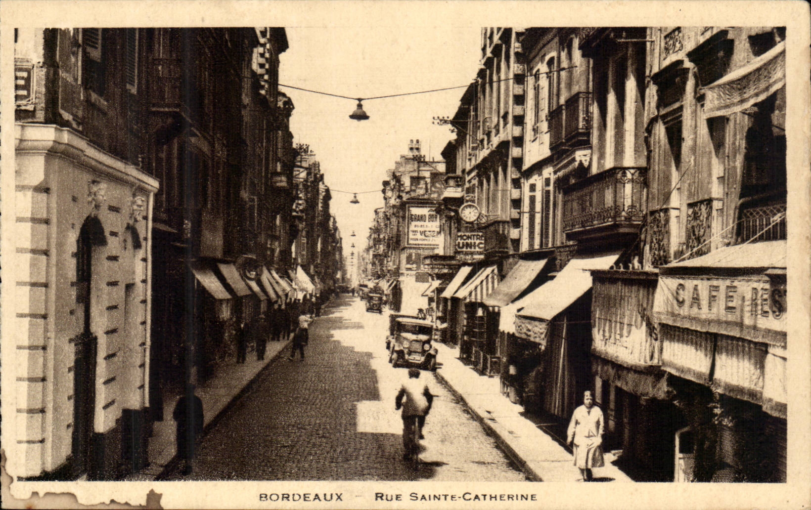 Bordeaux - Rue Sainte Catherine - veol - cycliste - bicycle - cafe - CPA 