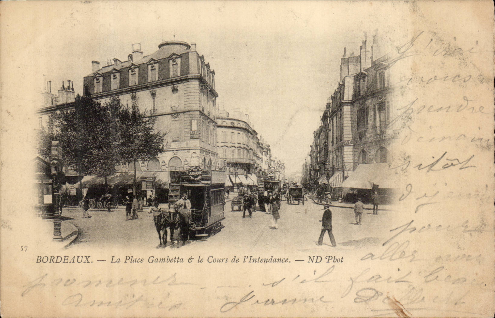 Bordeaux - La Place Gambetta et le Cours de l'Inntendance 