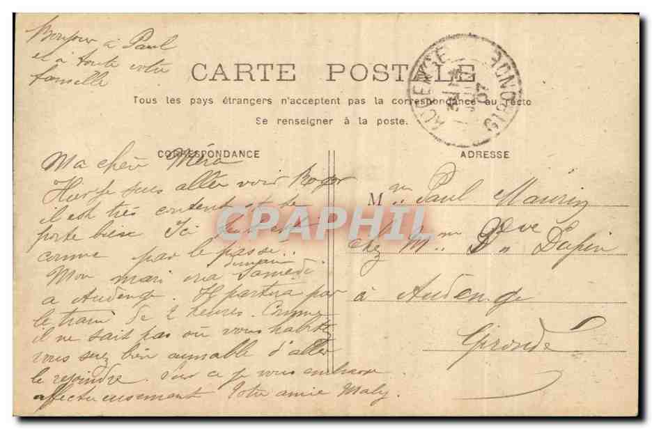 Bordeaux - Gare de la Bastide - train - CPA  — Verso