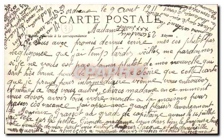Bordeaux - Cours du XXX Juillet - CPA  — Verso