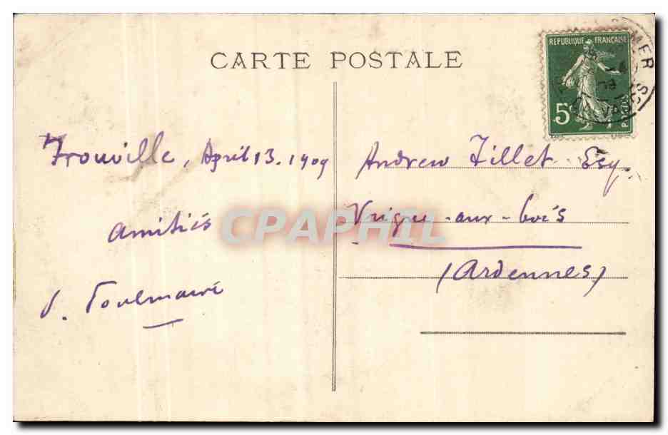 Calvados - Trouville sur Mer - Les Vilas ane - donkey - period costumes - CPA  — Verso