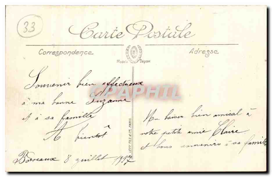 Bordeaux - Le Grand Theatre et le rue Esprit des Lois - Cafe Cardinal - tramway - Genie - CPA  — Verso
