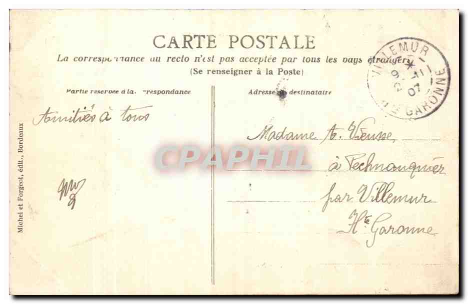 Bordeaux - La Terrasse du Jardin Public - La Grand Fontaine - enfants - children playing - beautiful clothing - CPA  — Verso