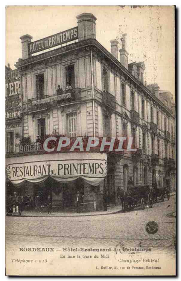 Bordeaux — Hôtel-Restaurant du Printemps — L. Guiller, 83 rue de Pressac