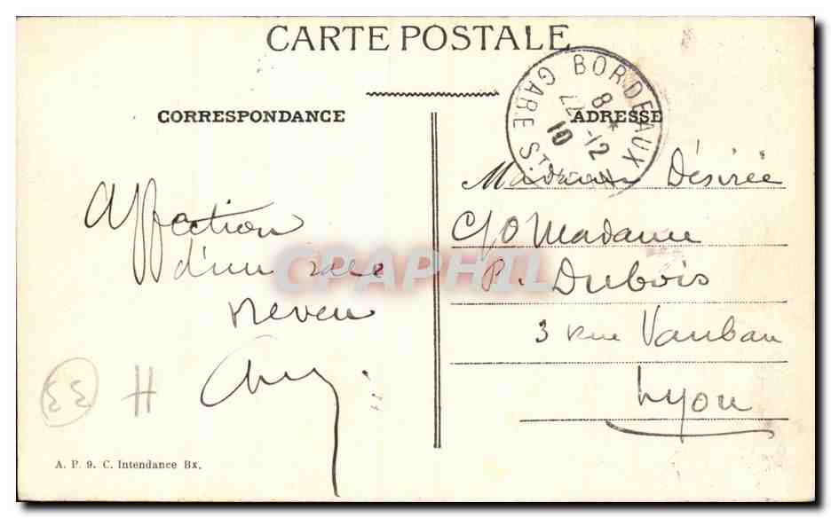 Bordeaux — Gare St-Jean — Départ — Éditeur A.P.B.C. Intendance Bx — Reverso