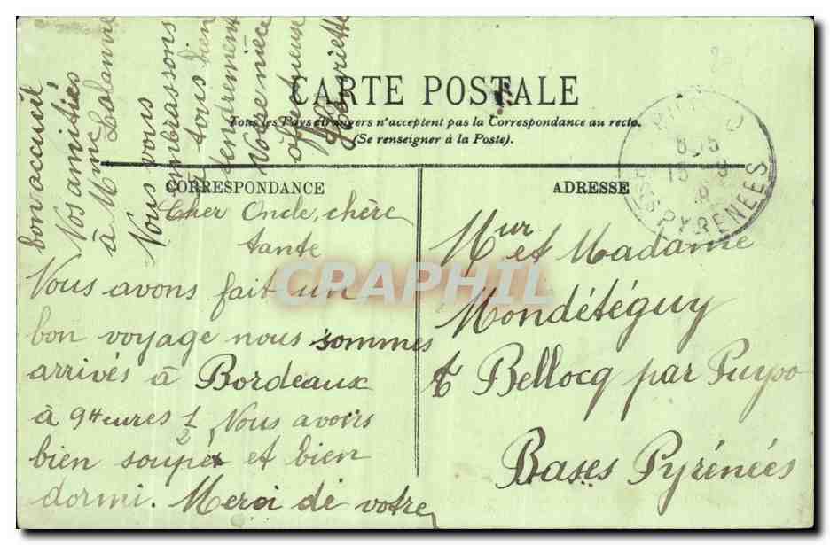 Bordeaux - La Gare du Midi - - CPA  — Verso