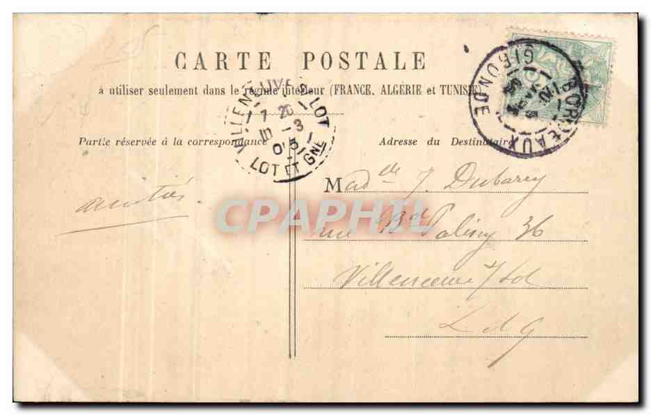Bordeaux — La Douane — éditeur non visible — Verso