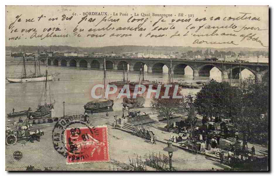 Bordeaux - Le Pont Le Quai Bourgogne - CPA 