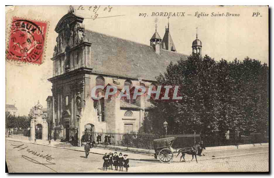 Bordeaux - Eglise Saint Bruno - cheval - CPA 