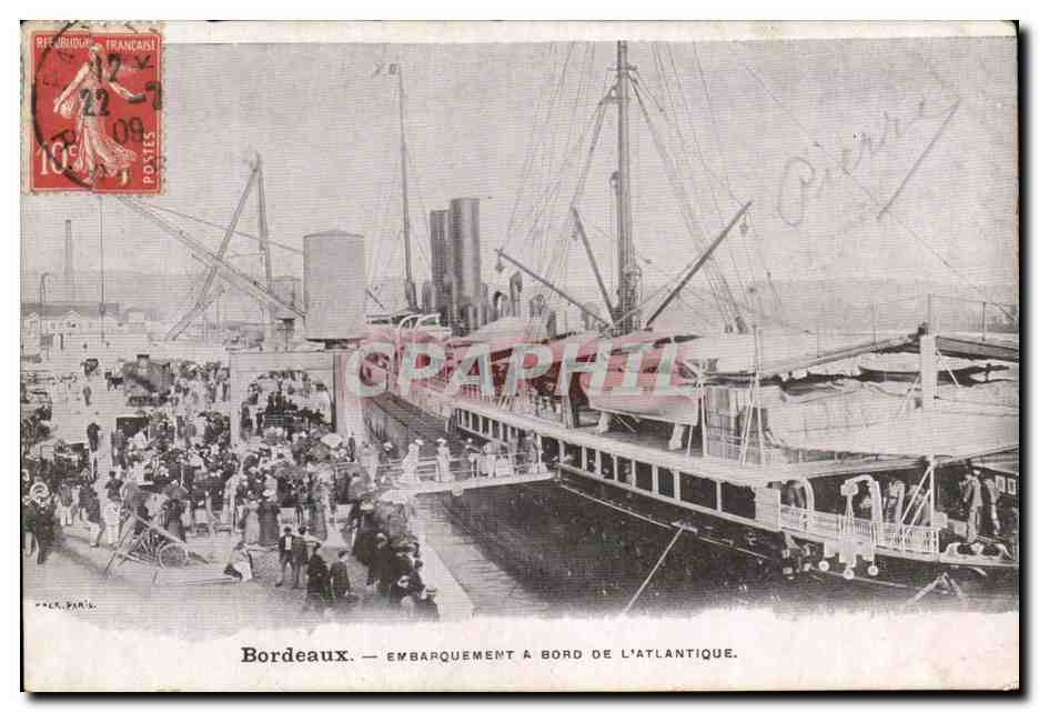 Bordeaux - Bateaux - Paqubot - Steamer Embarquement a Bord de L'Atlantique - CPA 