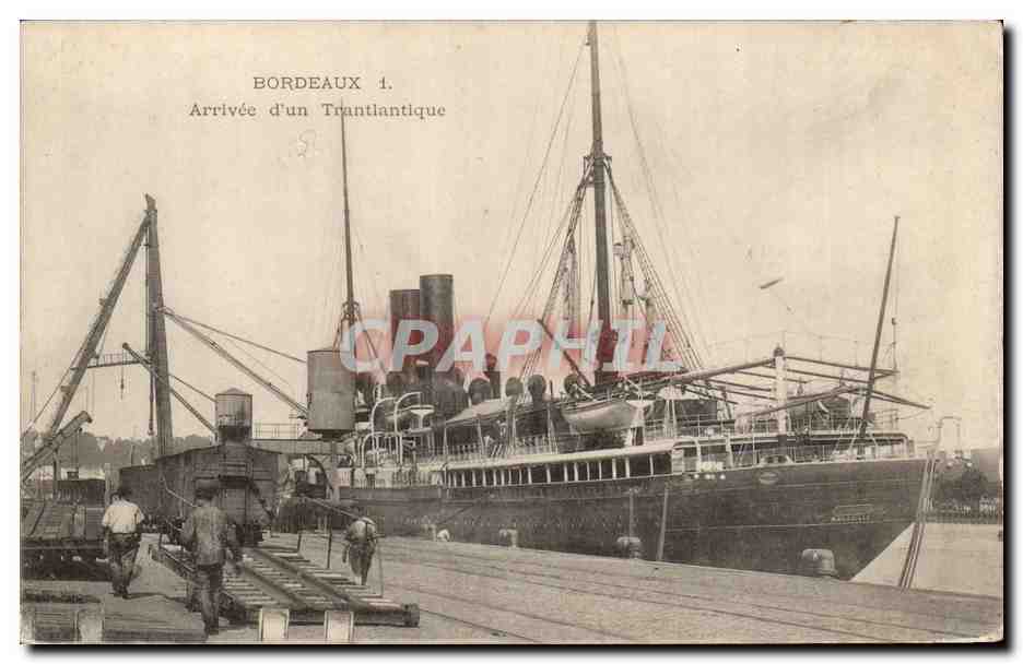 Bordeaux - Bateaux - Paquebot - Steamer - Arrivee d'un Transatlantique - CPA 