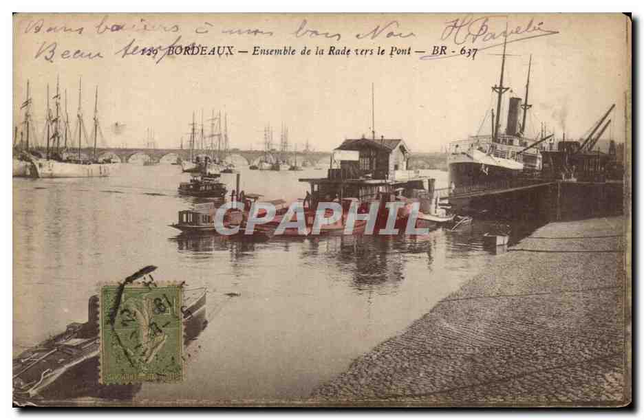 Bordeaux - Bateaux - Ensemble de la Rade vers le Pont - CPA 