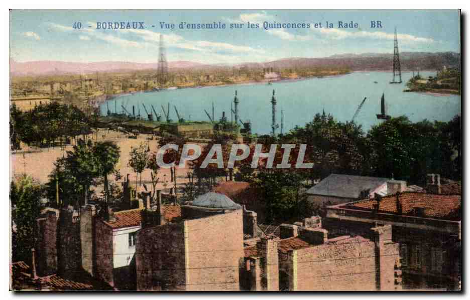 Bordeaux - Vue d'ensemble sur les Quinconces et la Rade - BR