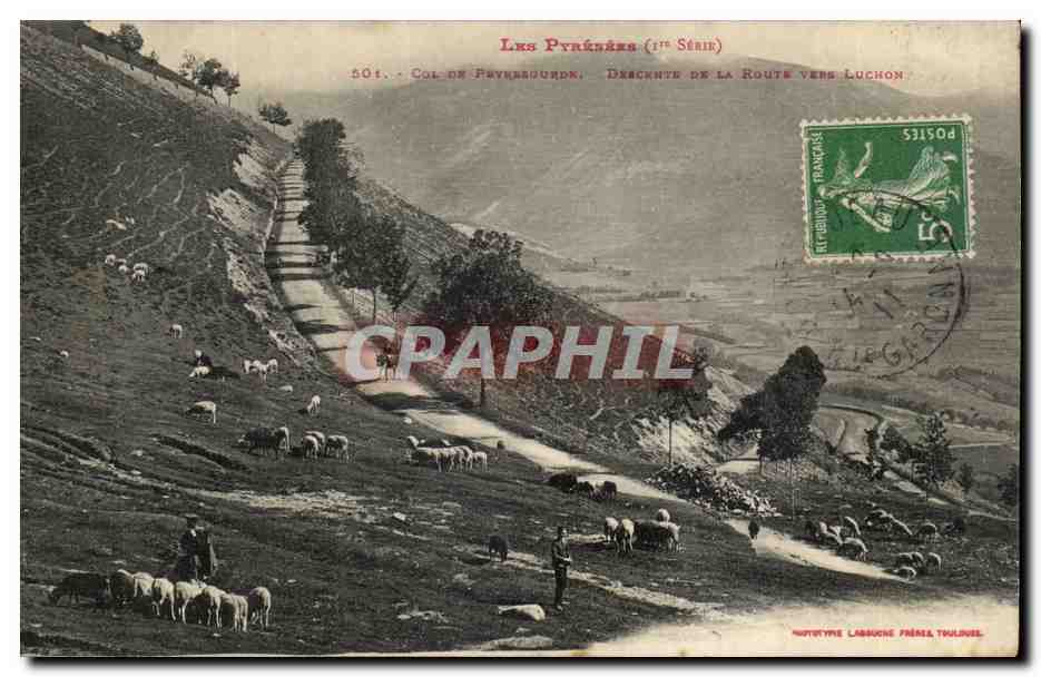 Col de Pyrénord - Descendante de la Route vers Luchon — Les Pyrénées (1re Série) — Phototype Labouche Frères, Toulouse