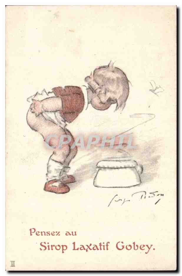 CPA Enfant pensez au laxatif Gobey (publicite)