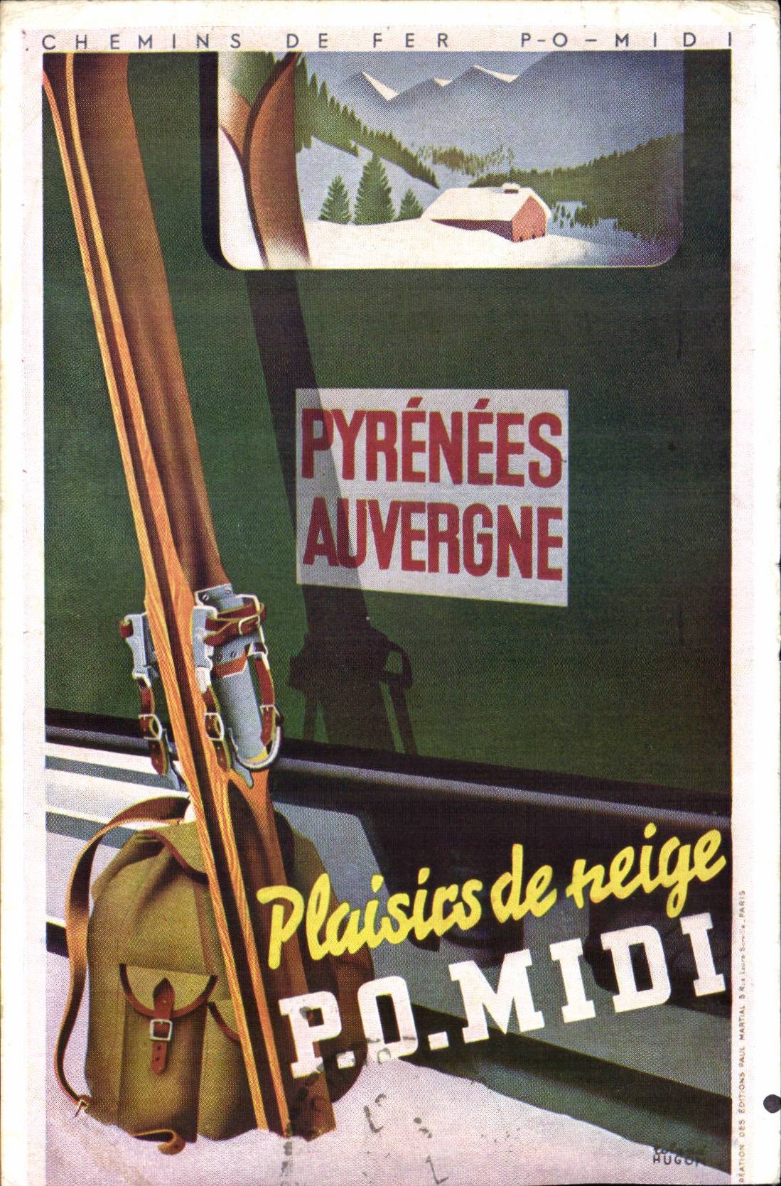 Plaisirs de neige — Pyrénées Auvergne — Chemins de fer Po-Midi — Édition Hugon