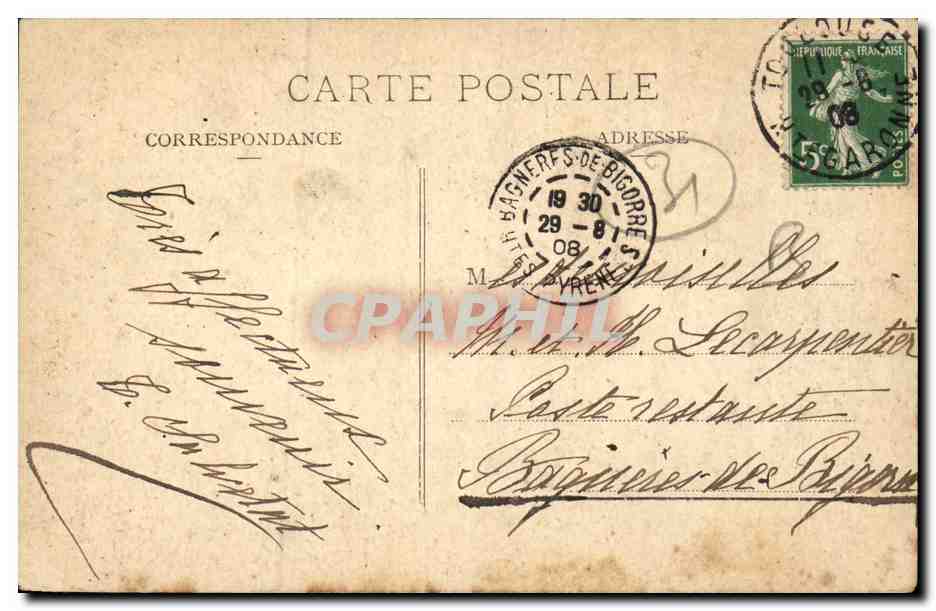 Luchon CPA Eglise et colline de Cazarith — Rückseite