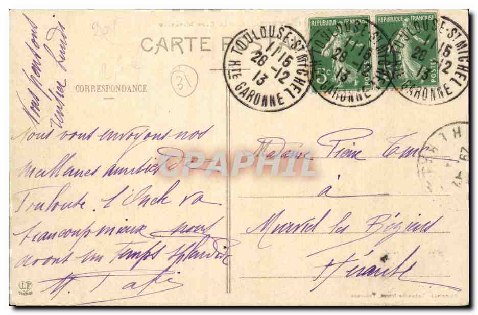 Toulouse - La Gare Matabiau — Phototypie Labonche frères, Toulouse, n° 114 — Verso