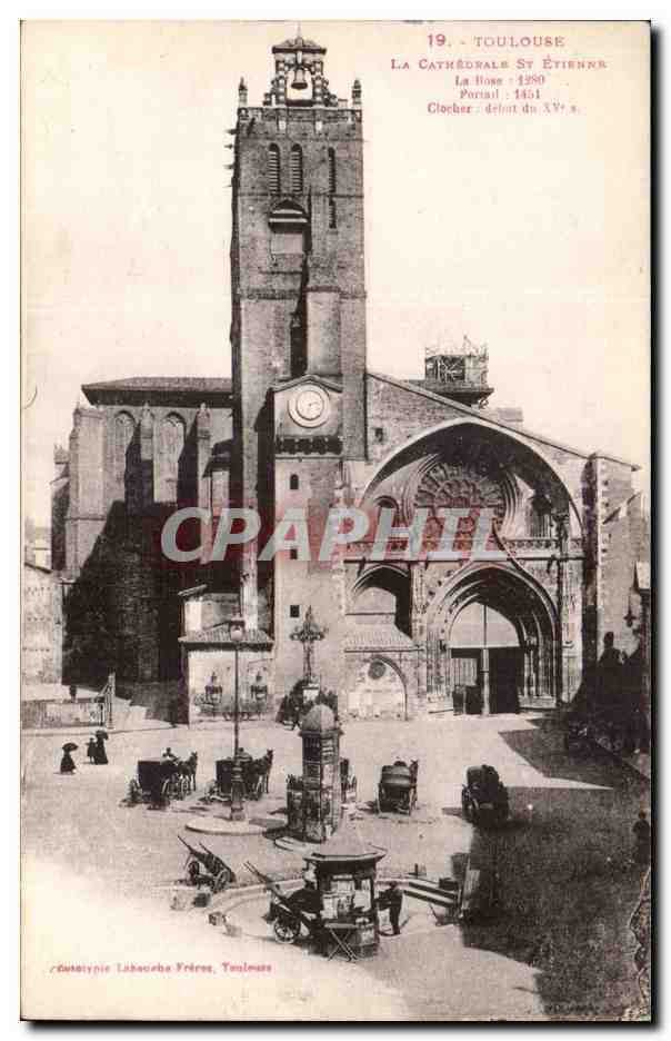 Toulouse — Kathedrale Saint-Étienne — Turm aus dem 15. Jahrhundert — Verlag: Autotypie Lubacorbe Frères, Toulouse