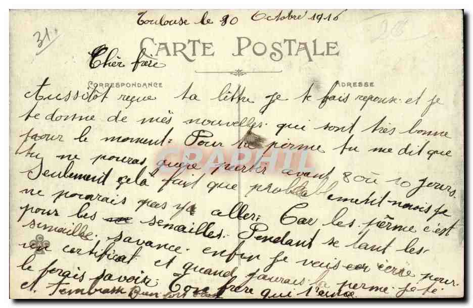 Toulouse CPA Avenue Lafayette — Verso