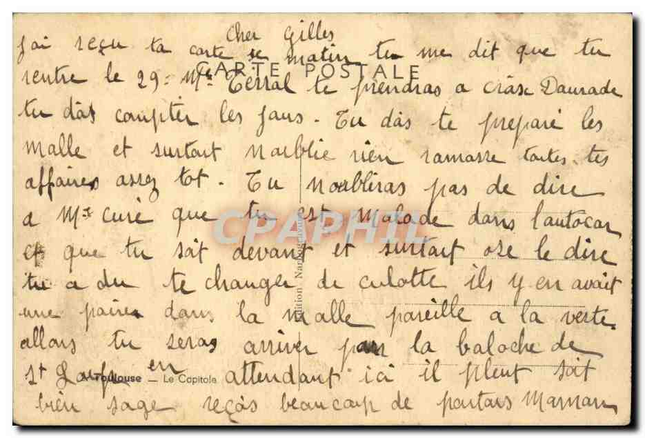 Toulouse CPA Le capitole — Rückseite