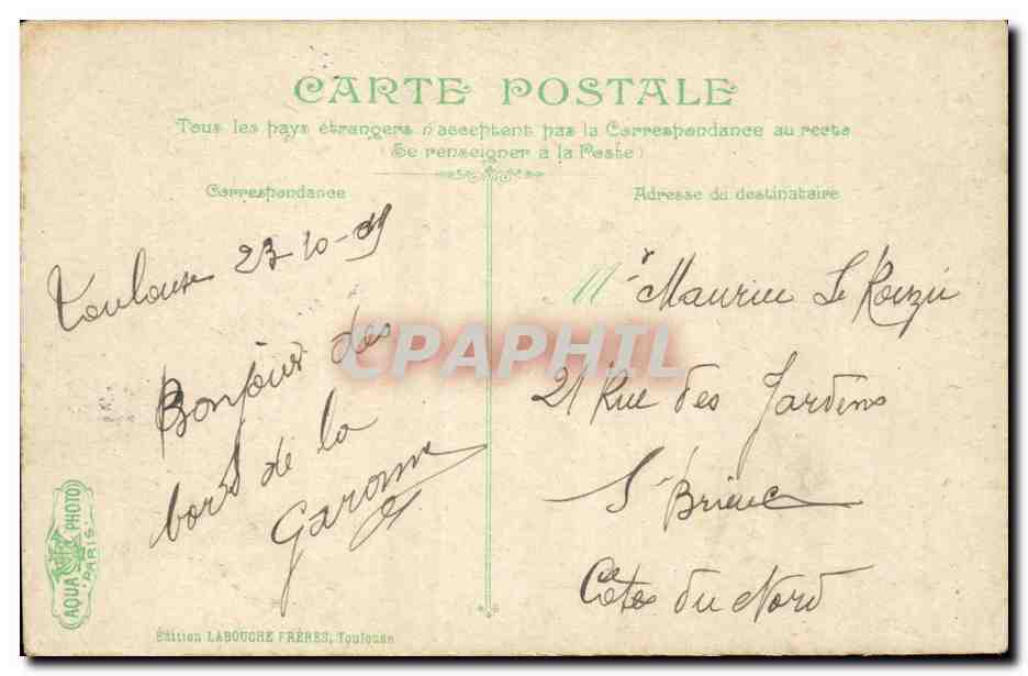 Toulouse CPA Entree du grand rond — Rückseite