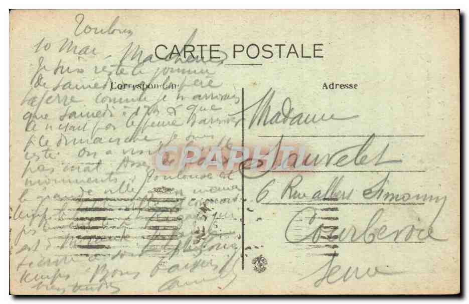 Toulouse CPA Hotel d'Assezat  — Verso