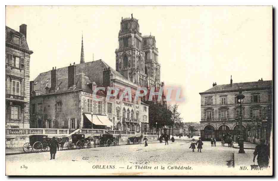 Orleans CPA Le theatre et la cathedrale