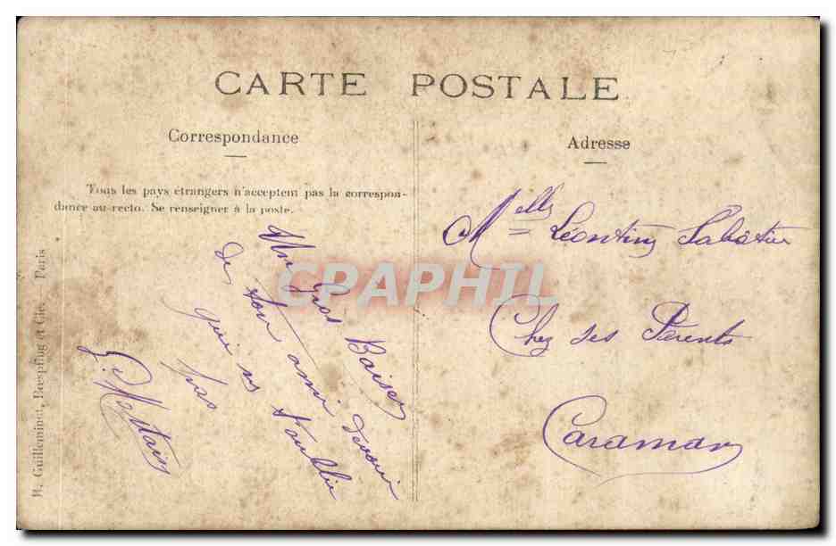CARTE PHOTO Coiffeur (metiers Leontin Sabatier) TOP — Verso