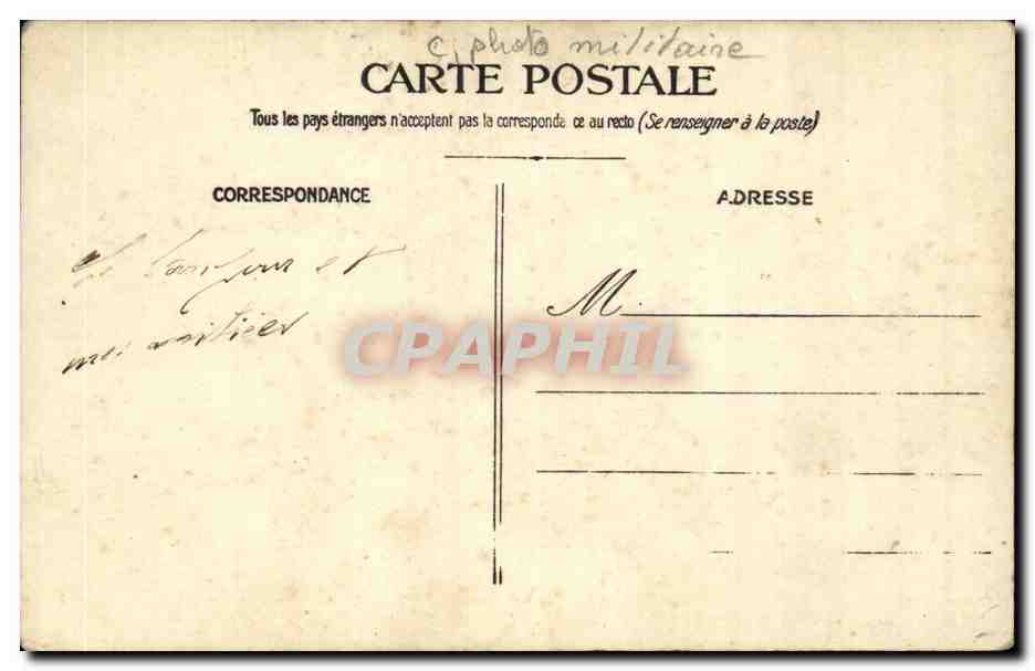 CARTE PHOTO Homme en costume (militaria) — Rückseite