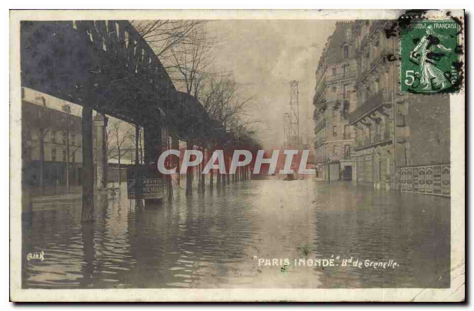 CARTE PHOTO Paris inonde Bd de Grenelle