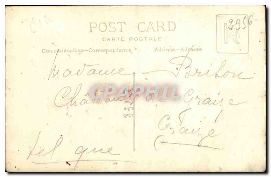 CARTE PHOTO Couple Chateau de Graize Brison (folklore costume) — Rückseite