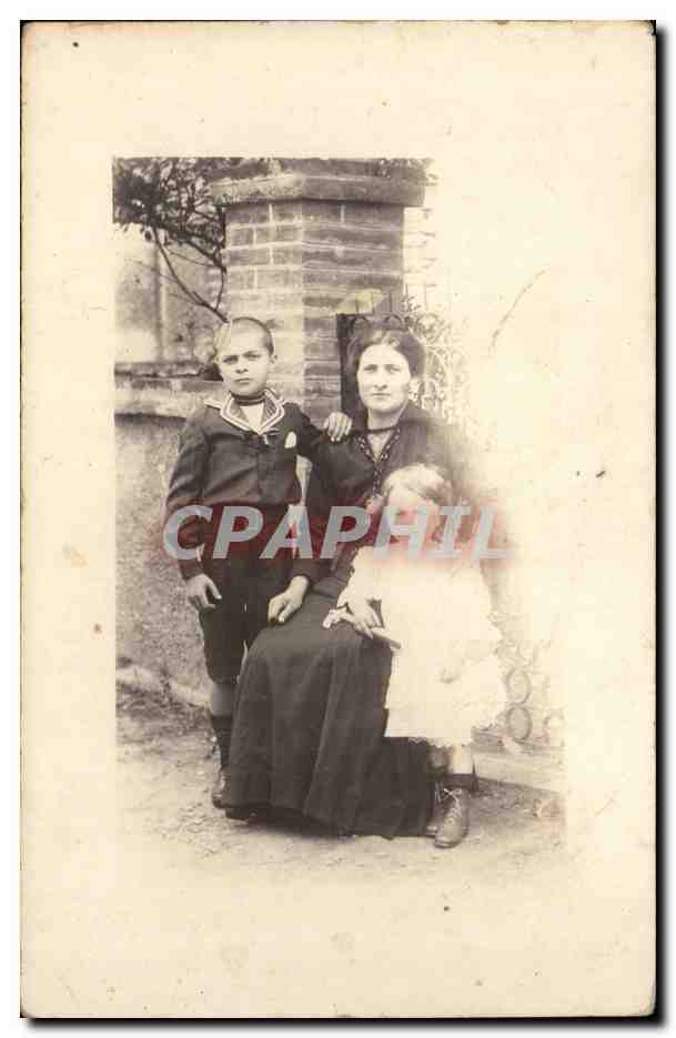 CARTE PHOTO Femme et enfants
